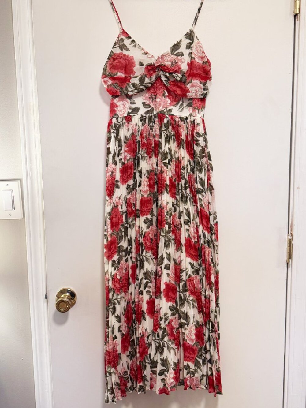 Francesca's Eugène Pleated Floral Midi Dress, M